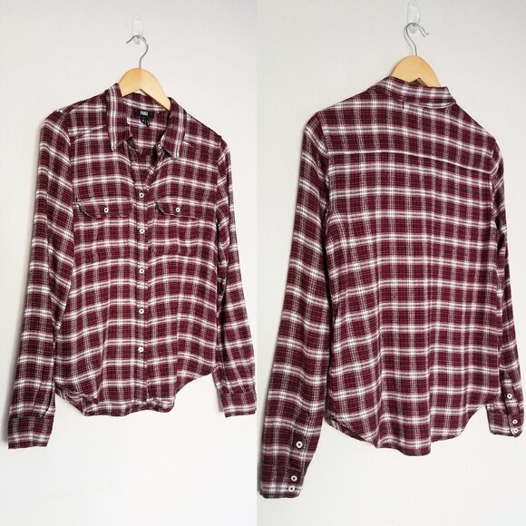 PAIGE Trudy Plaid Button Down Shirt Top XS Flannel Barlow Black Scarlet Red SOFT - Picture 14 of 16